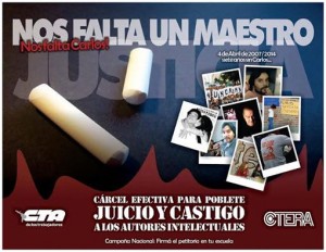 Afiche de la campaña Justicia completa para Carlos Fuentealba