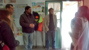 Recorrida de escuelas afectadas por la creciente en Paranacito.