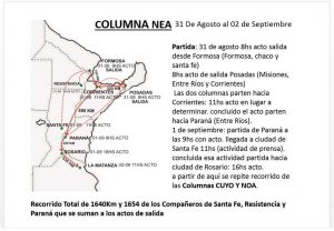 El itinerario de la columna NEA, de la que participan compañeros de AGMER.