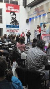 La Secretaria de Educación de AGMER, Perla Florentín, expositora en la Jornada.